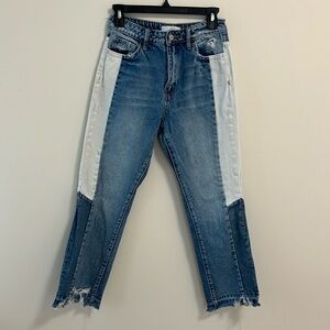 Vervet by flying monkey Tallulah Skye cropped straight leg patchwork jeans 26